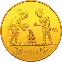 國際兒童年金銀紀念幣1/2盎司圓形金質紀念幣