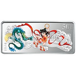中國民間神話故事彩色金銀紀念幣(第2組)5盎司長方形彩色銀質(zhì)紀念幣